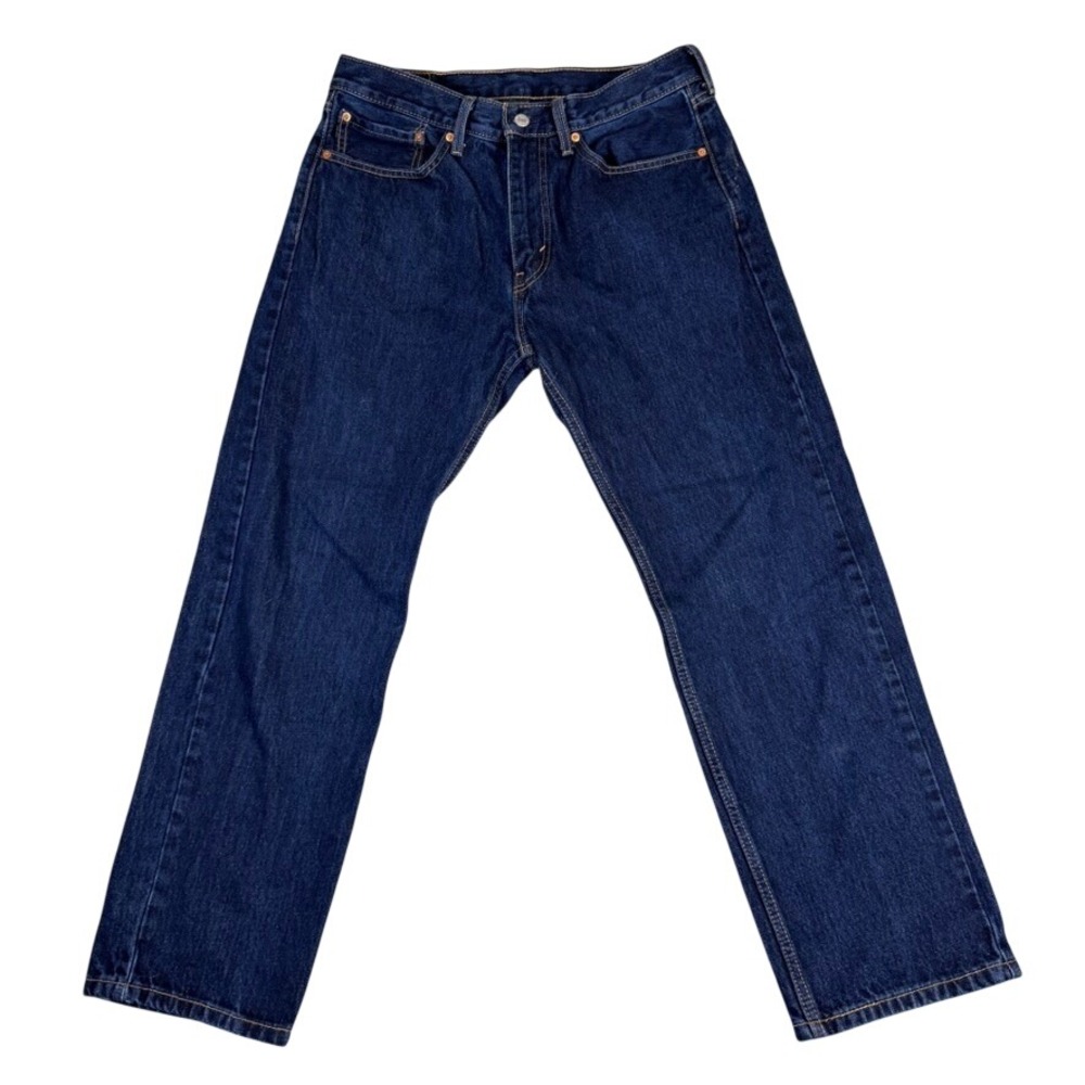 Levis Straight Leg Denim Jeans Indigo Blue Mens 31x28 Zip Fly Classic Workwear